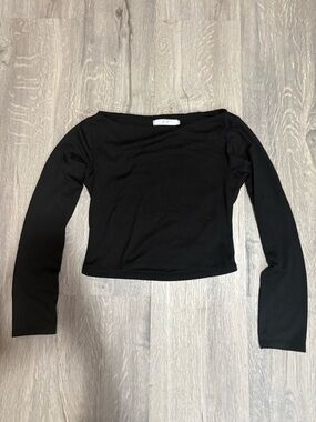 gaze Black Long Sleeve Boat Neck Top size xs